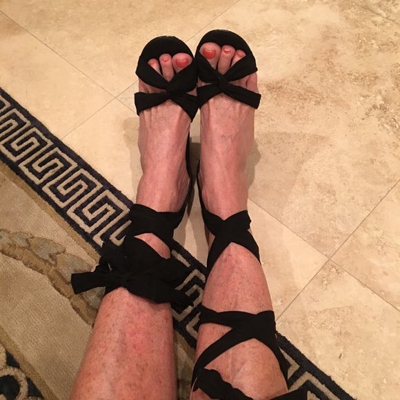 Super sexy black ankle wrap suede high sandals - Picture 8 of 8